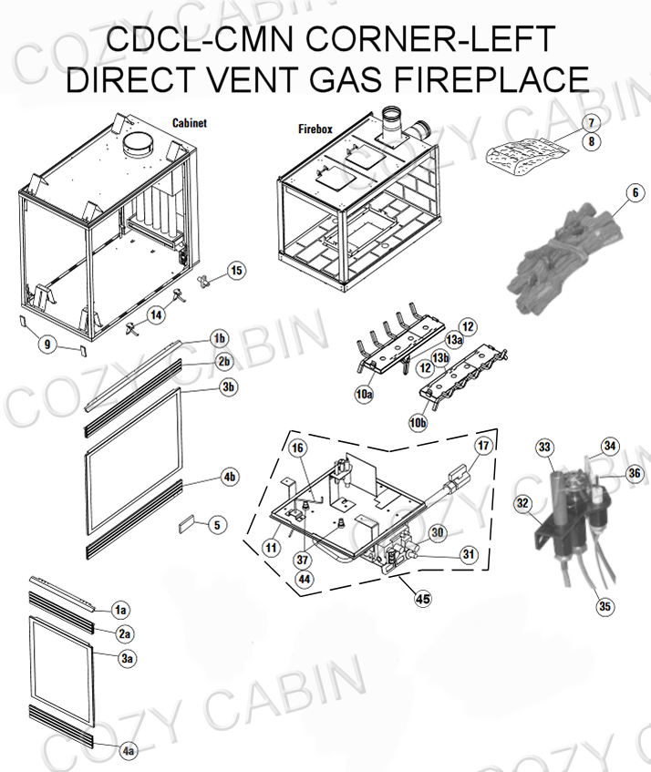 CORNER-LEFT DIRECT VENT GAS FIREPLACE (CDCL-CMN) #CDCL-CMN